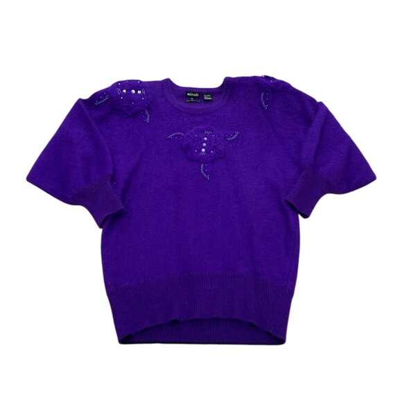 Women’s Vintage Minali sweater purple angora/nylon 1990s - Picture 1 of 6